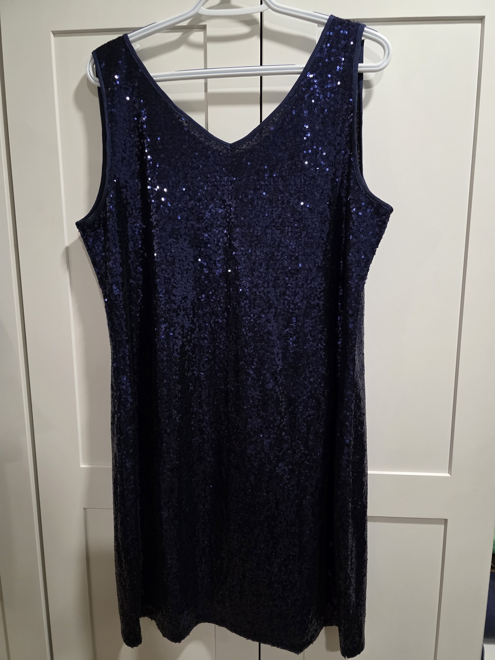 Source Unknown Navy Sequin V-Neck Midi Dress